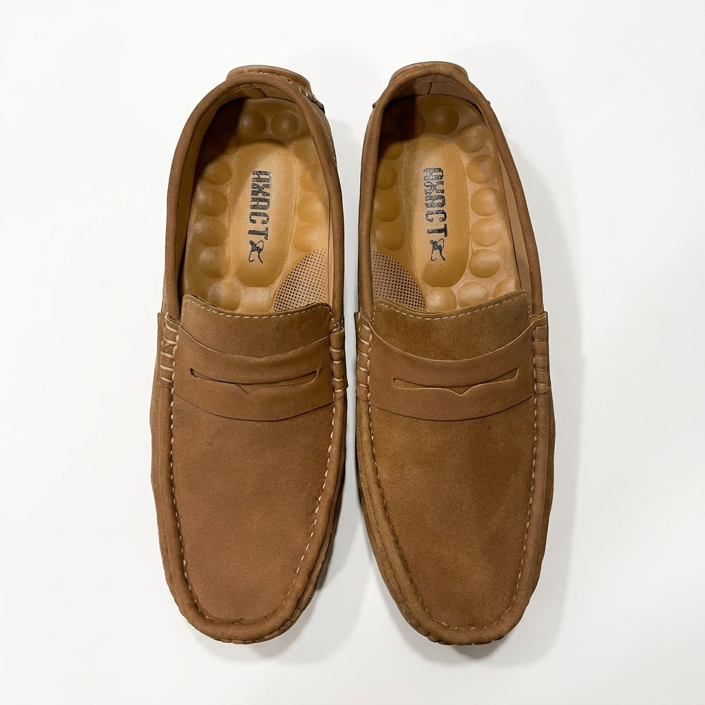 Tan Brown Medicated Suede Loafers – Premium Daily Wear