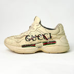 GUCCI MEN'S LEATHER RHYTON SNEAKERS / MODIFIED PAINTED