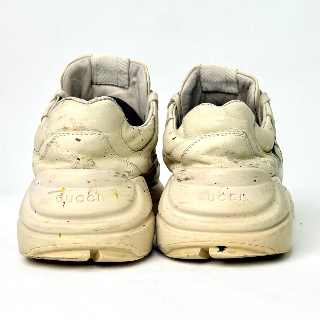 GUCCI MEN'S LEATHER RHYTON SNEAKERS / MODIFIED PAINTED