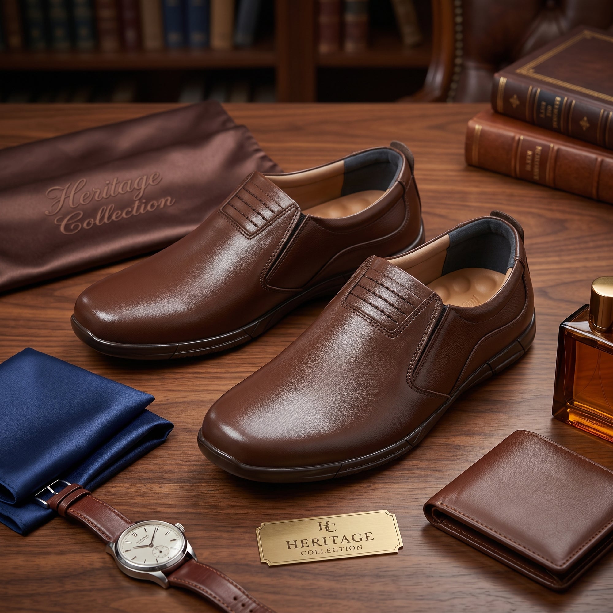Premium Brown Leather Slip-On Formal Shoes for Men