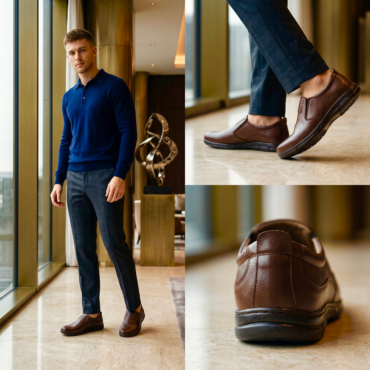 Premium Brown Leather Slip-On Formal Shoes for Men