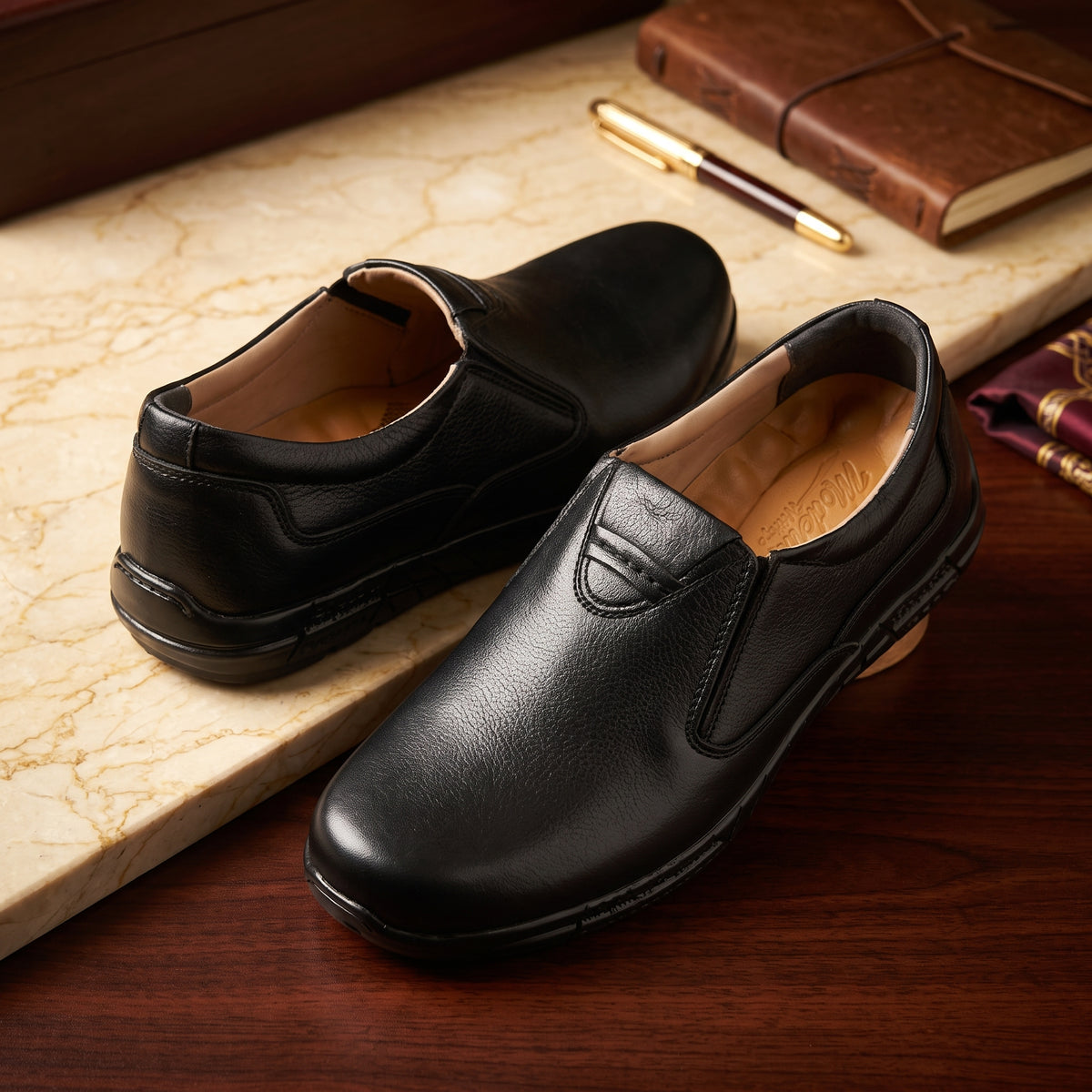 Premium Black Leather Slip-On Formal Shoes for Men