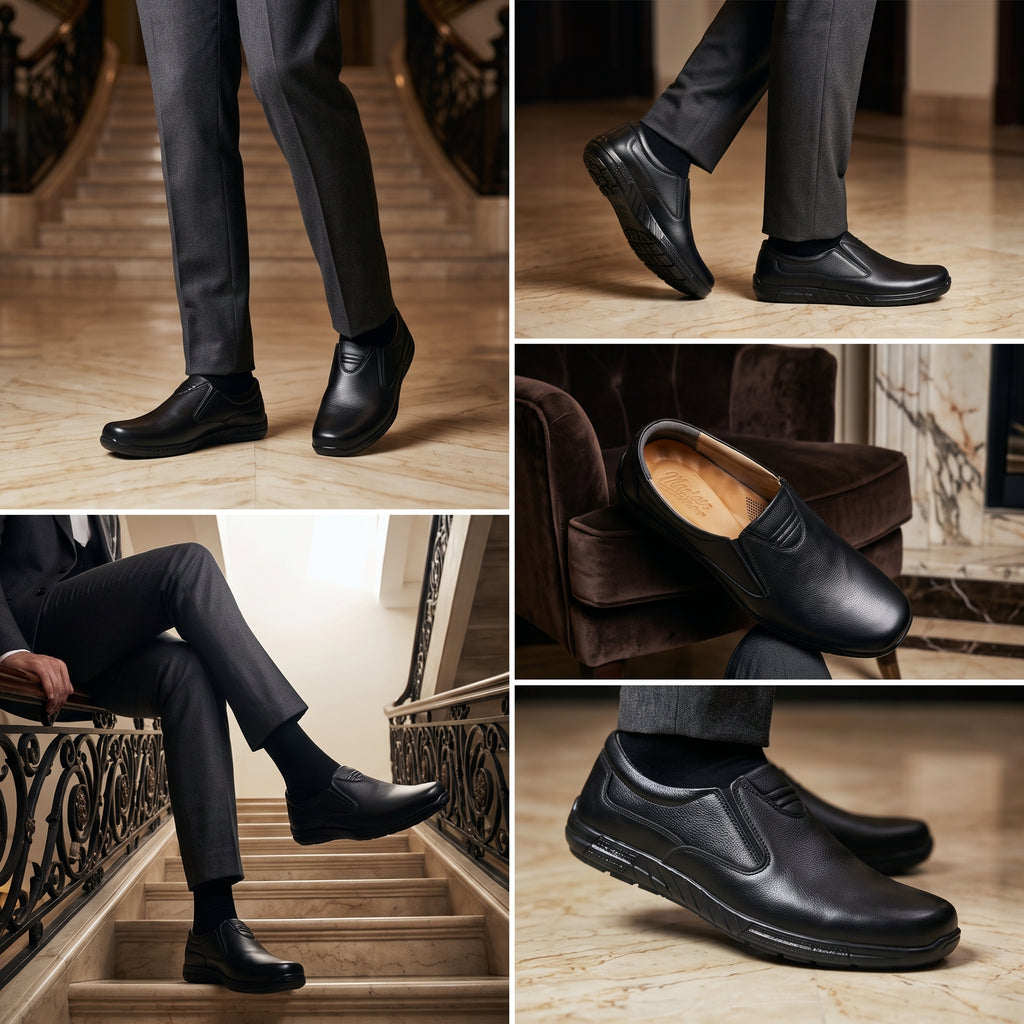 Premium Black Leather Slip-On Formal Shoes for Men