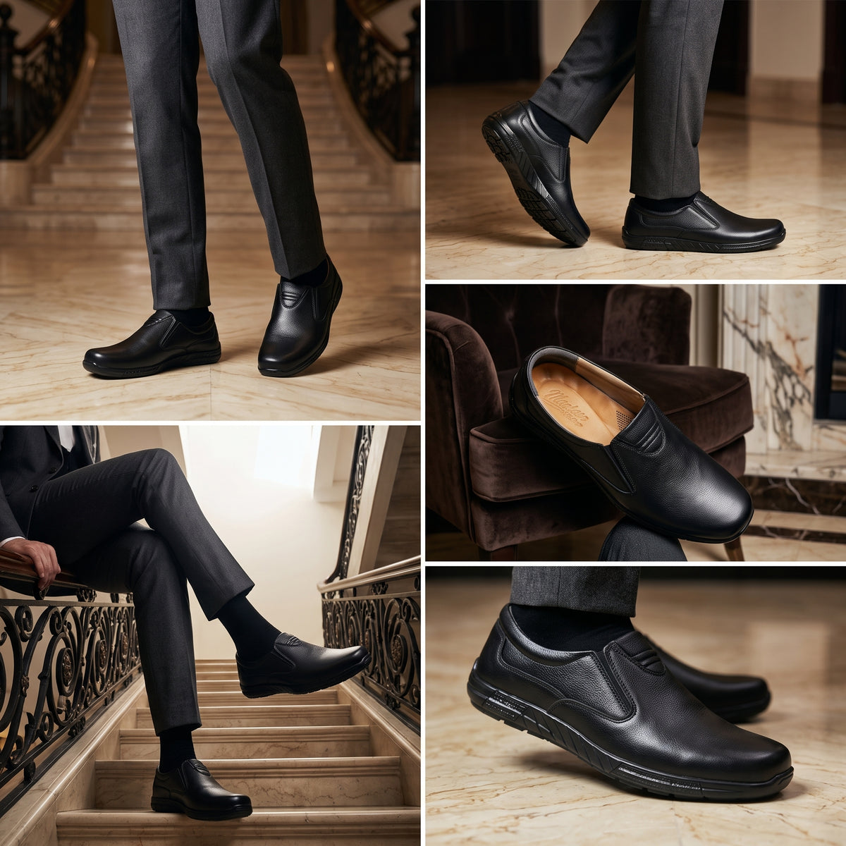 Premium Black Leather Slip-On Formal Shoes for Men