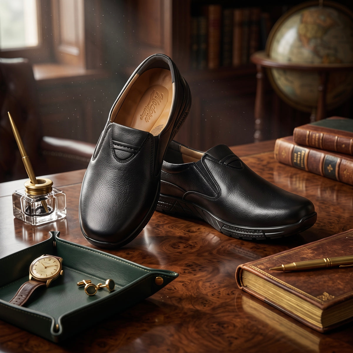 Premium Black Leather Slip-On Formal Shoes for Men