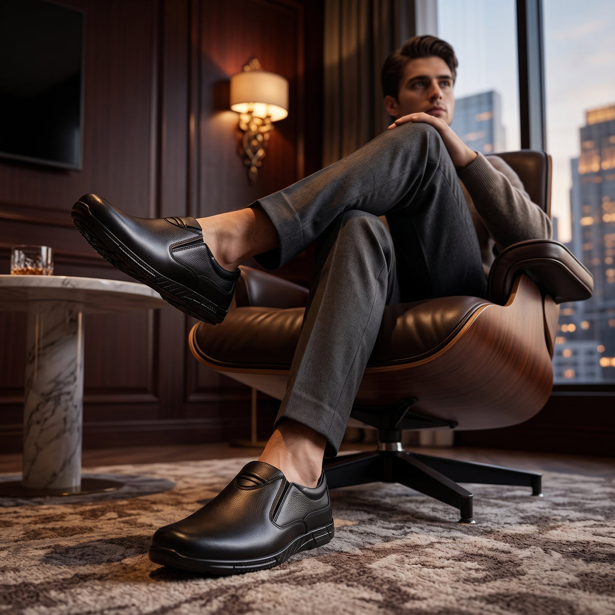 Premium Black Leather Slip-On Formal Shoes for Men