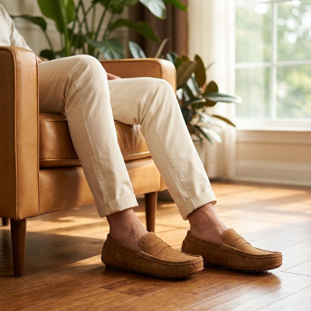 Tan Brown Medicated Suede Loafers – Premium Daily Wear