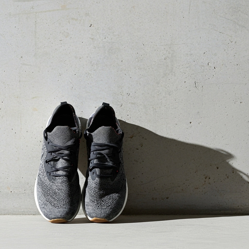 Grey Knit Running Sneakers – Lightweight Breathable Comfort Trainers