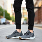 Grey Knit Running Sneakers – Lightweight Breathable Comfort Trainers