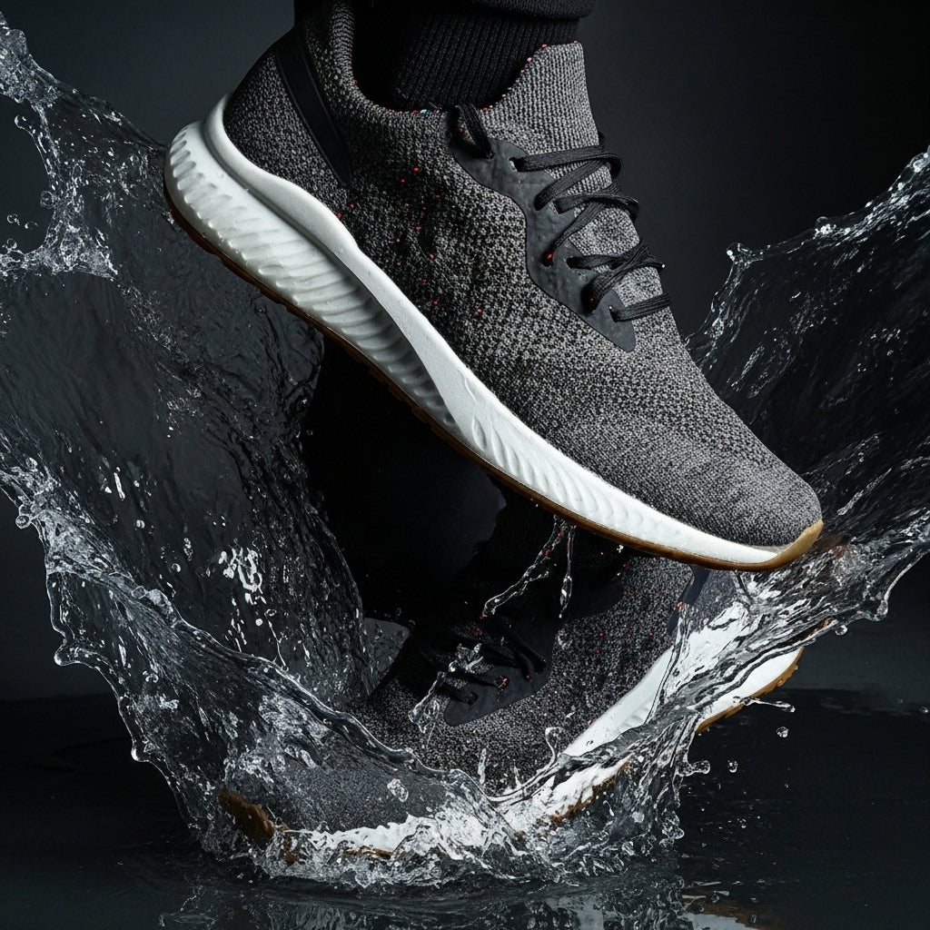 Grey Knit Running Sneakers – Lightweight Breathable Comfort Trainers